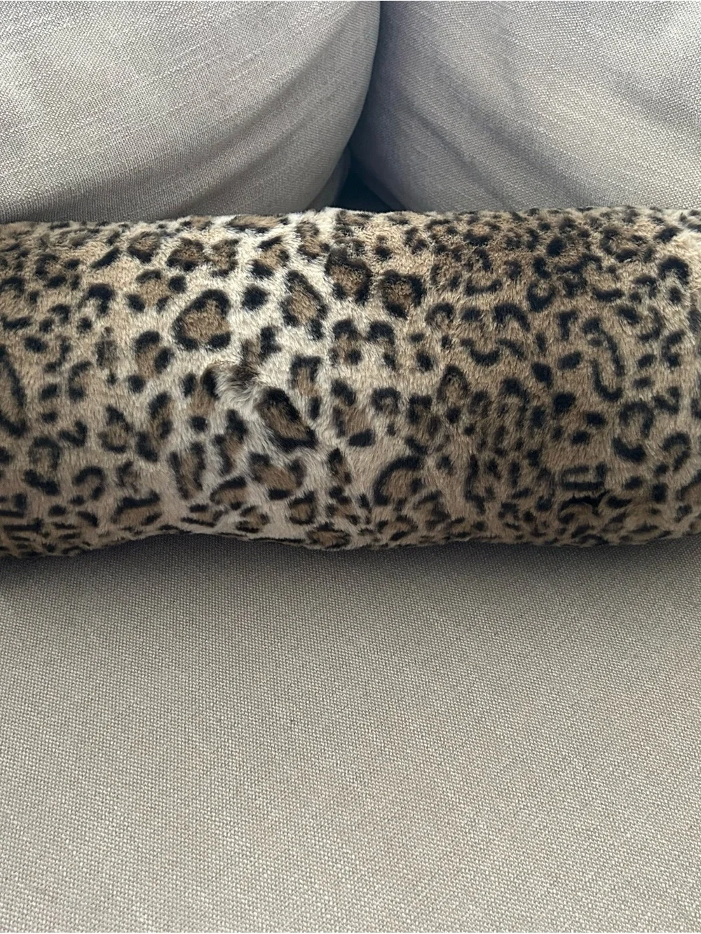 “New” Nicole Miller Leopard-Print Faux Fur Bolster Pillow